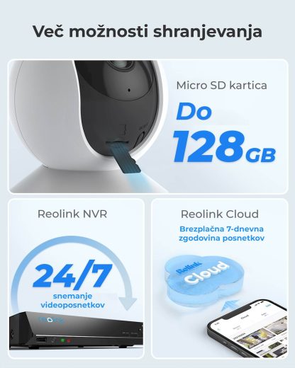 Reolink IP Kamera  E serija E330 Wi-fi, Notranja, 4MP, Auto sledenje,Bela - Image 6